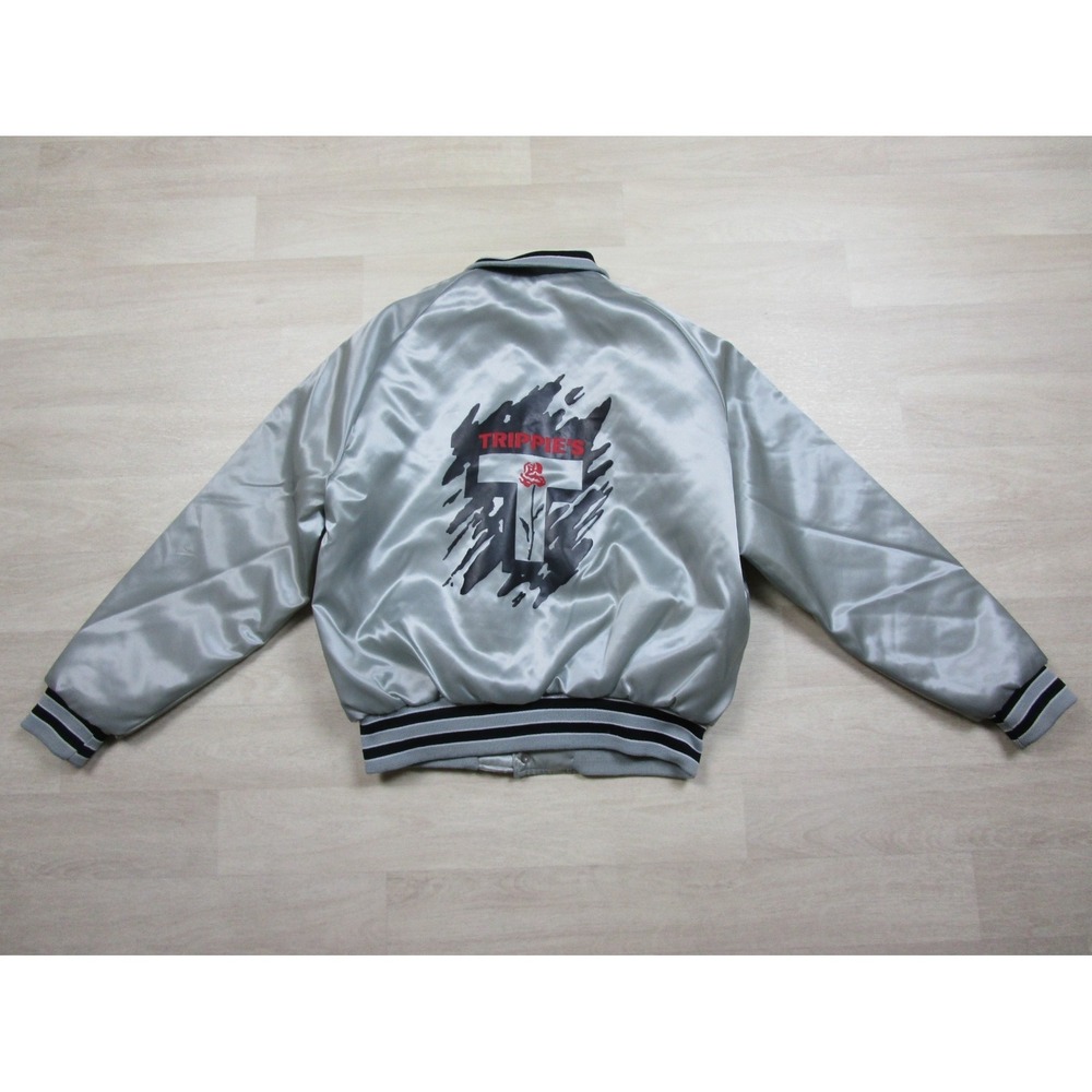 Vintage 70s/80s Aristo Jac Satin Bomber Jacket (M) Trippie's Rose Logo EUC‎ - Picture 10 of 13